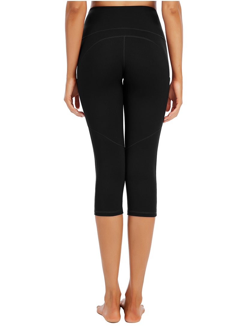 Loquat Black cropped pants yoga pants skin-friendly high waist stretch tight waist sports and fitness pants lady  - Image 3