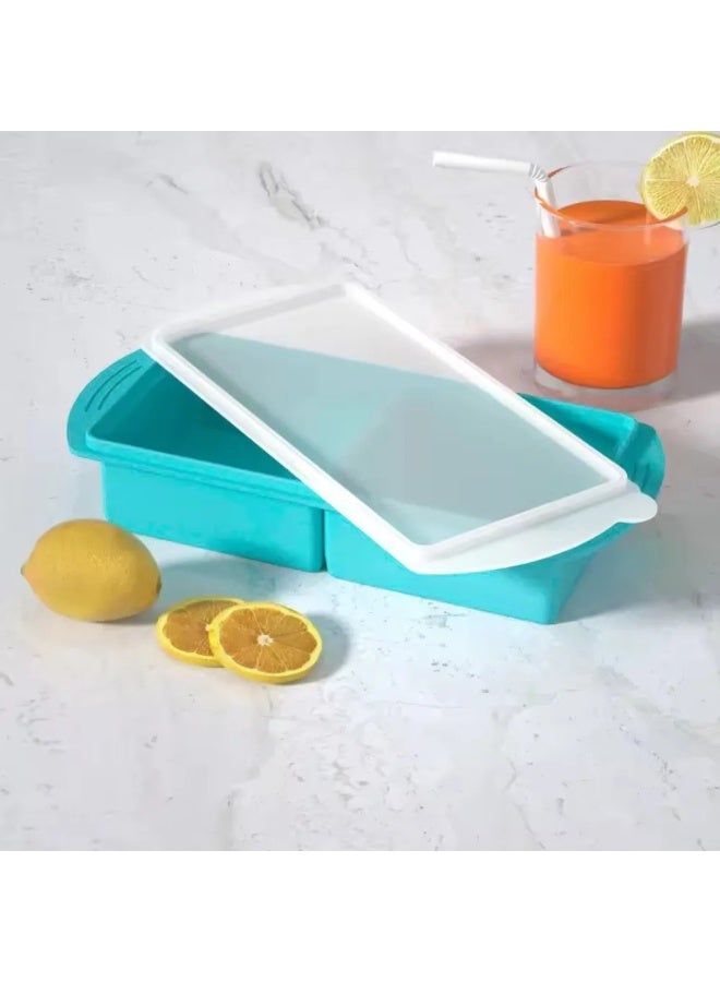 Silicone Freezer Tray with Lid, 2-Compartment, 1000ml, for Large Ice Cubes, Soup & Food Storage - Image 2