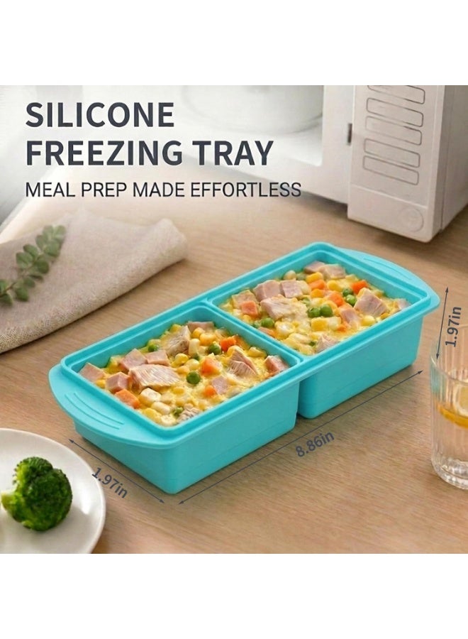 Silicone Freezer Tray with Lid, 2-Compartment, 1000ml, for Large Ice Cubes, Soup & Food Storage - Image 4