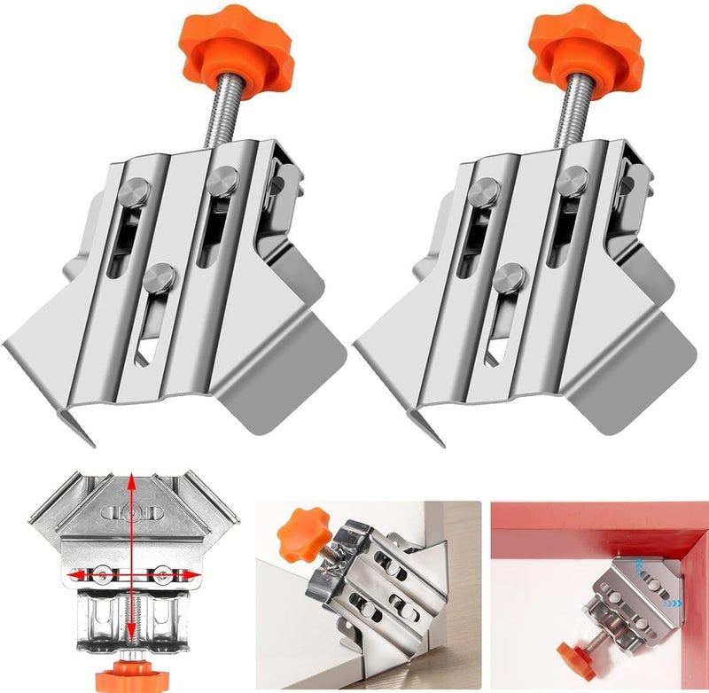 NIKTION 2Pcs Corner Clamps 90 Degree Open Mouth Right Angle Clamps Stainless Steel Corner Clamps Corner 90 Woodworking Corner Clip - Image 1