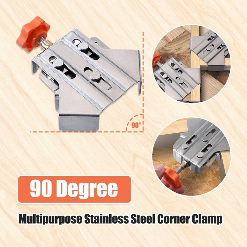 NIKTION 2Pcs Corner Clamps 90 Degree Open Mouth Right Angle Clamps Stainless Steel Corner Clamps Corner 90 Woodworking Corner Clip - Image 2