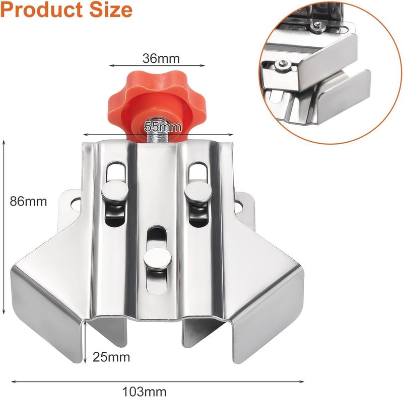 NIKTION 2Pcs Corner Clamps 90 Degree Open Mouth Right Angle Clamps Stainless Steel Corner Clamps Corner 90 Woodworking Corner Clip - Image 3
