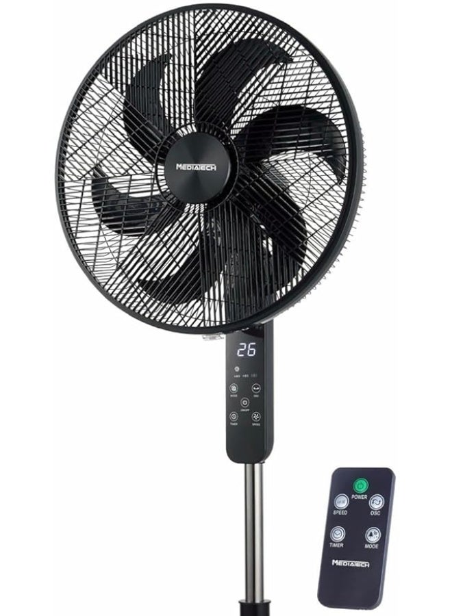 ميدياتيك مروحة ستاند ميديا تك، 18 بوصة، 6 ريشة، 3 سرعات، ريموت كنترول، MT-SF46R - اسود - Image 1