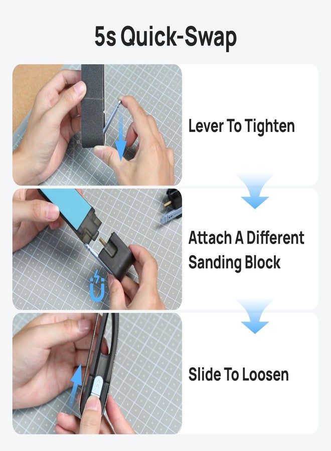 HOZO NeoBlock Premium Gift Combo - 1 Handle + 3 Swappable Heads (Basic, Pro, Expert) with 60Pcs Sanding Belts (120/180/240/400/600/800 Grit, 10 Each), Gift-Box Packaging for DIY & 3D Printing Lovers - Image 4