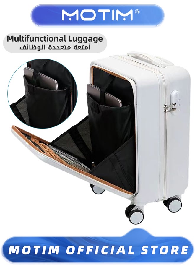 Motim Travel Luggage Carry-on Luggage with Front Open Laptop Compartment Pocket Aluminum Framed Suitcase With Spinner Wheels Large Capacity Checked-in Luggage  - Image 1