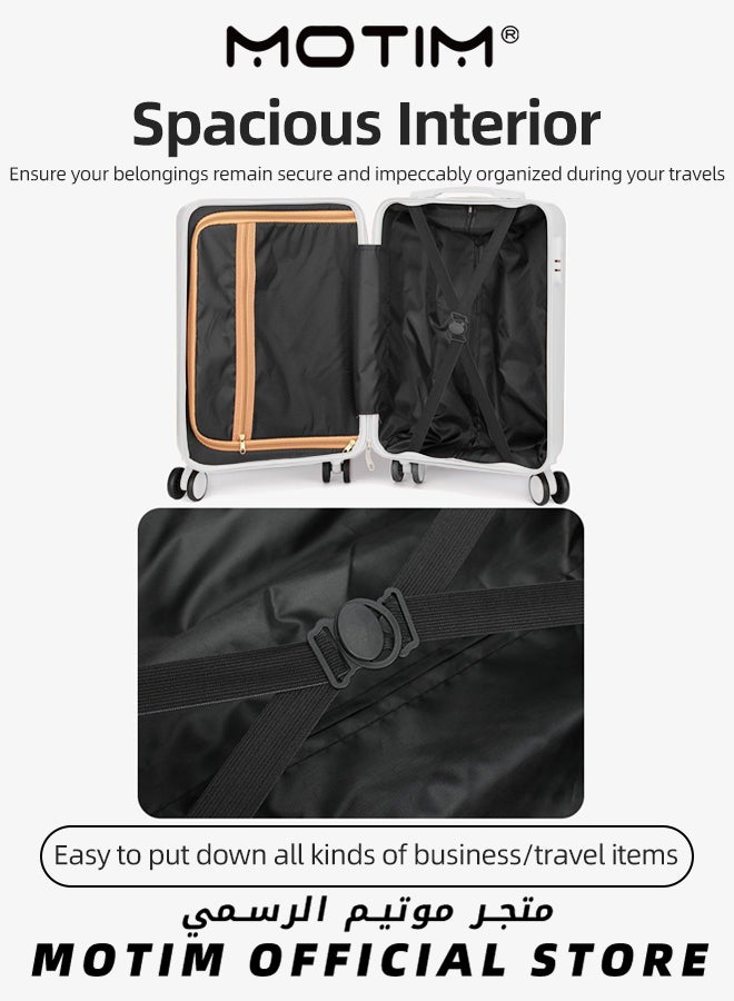 Motim Travel Luggage Carry-on Luggage with Front Open Laptop Compartment Pocket Aluminum Framed Suitcase With Spinner Wheels Large Capacity Checked-in Luggage  - Image 5