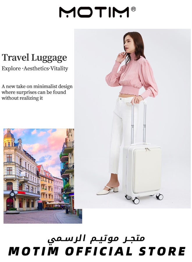 Motim Travel Luggage Carry-on Luggage with Front Open Laptop Compartment Pocket Aluminum Framed Suitcase With Spinner Wheels Large Capacity Checked-in Luggage  - Image 2