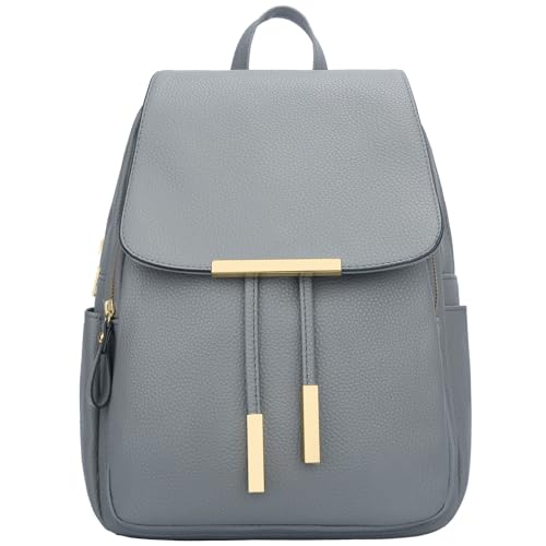 KKXIU Trendy Leather Backpack Purse for Women and Ladies Shoulder Travel Daypacks Bags (A-Grey) - Image 3