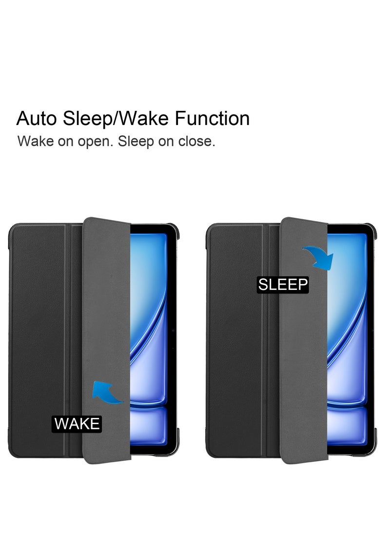 Case for IPad Air 11 Inch 2024 Released Slim Stand Hard Back Shell Protective Cover with Auto Sleep Wake Feature for IPad Air 11 Inch Tablet (Black)