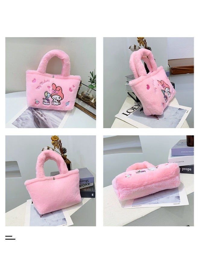 حقيبة كتف من سانريو وردية اللون بنمط My Melody وحقيبة كروس وحقيبة يد من القطيفة وحقيبة مزخرفة للأطفال - Image 4