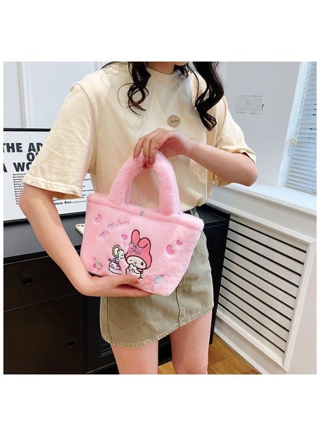 حقيبة كتف من سانريو وردية اللون بنمط My Melody وحقيبة كروس وحقيبة يد من القطيفة وحقيبة مزخرفة للأطفال - Image 1