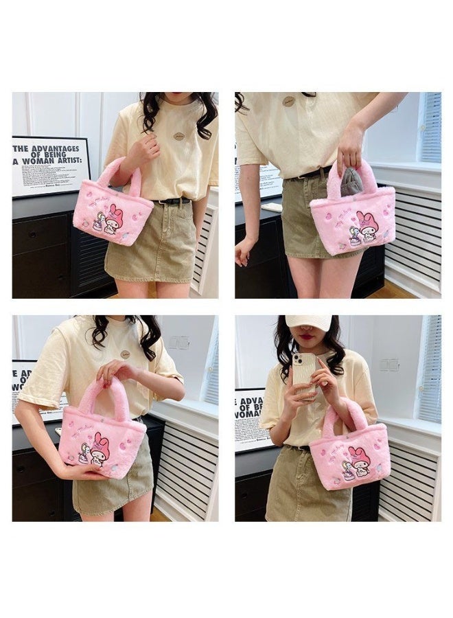 حقيبة كتف من سانريو وردية اللون بنمط My Melody وحقيبة كروس وحقيبة يد من القطيفة وحقيبة مزخرفة للأطفال - Image 3