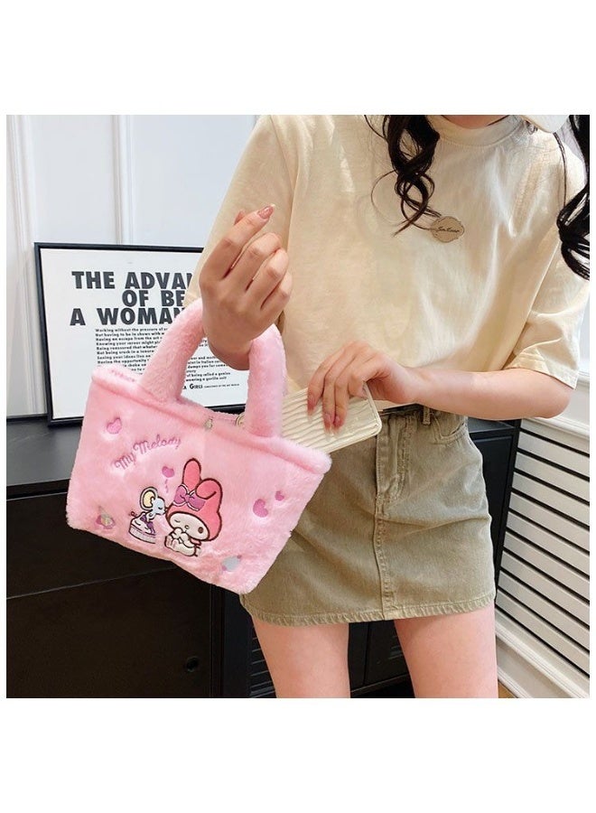 حقيبة كتف من سانريو وردية اللون بنمط My Melody وحقيبة كروس وحقيبة يد من القطيفة وحقيبة مزخرفة للأطفال - Image 2