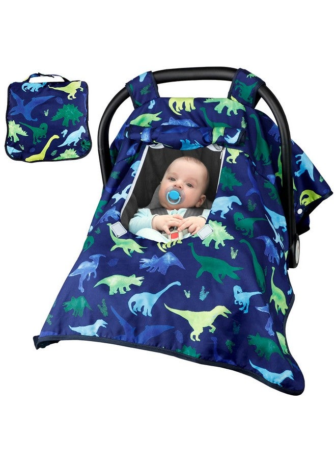 TANOFAR Carseat Cover Boy, Winter Baby Carseat Seat Cover, Carseat Canopy Cozy & Warm Cover with Peep Windows, Blue Dinosaur Stuff - Image 1