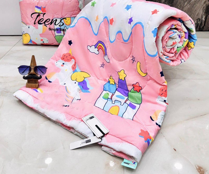 Blenzza Deco™ Glace Cotton Single Bed Reversible Babies & Kids Comforter/Dohar/Quilt, 200 GSM (60x90 Inches Baby Flying Horse) (0 to 8 Years) - Image 1