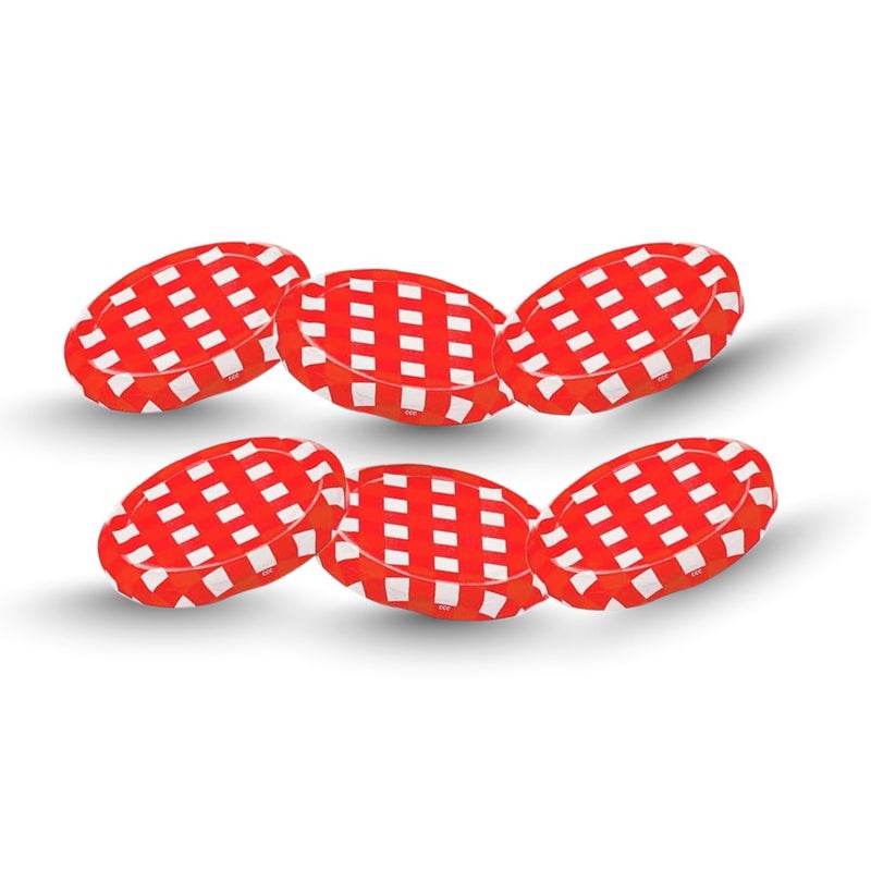 Machak Glass Jar Lids Only 82mm for 82 mm Mouth Jars (Red Check, Set of 6) - Image 5