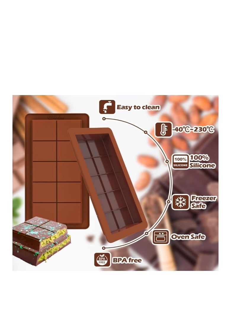2 Packs Dubai Chocolate Mold Deep Large and Thick Silicone Chocolate Bar Molds for Stuffed Bar, Big Chocolate Candy Bar Mold for Filling Knafeh Pistachio Chocolate Bar - Image 4