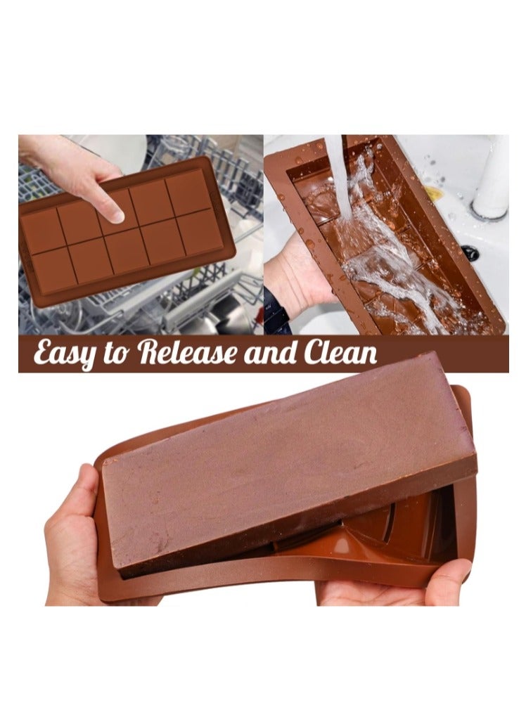 2 Packs Dubai Chocolate Mold Deep Large and Thick Silicone Chocolate Bar Molds for Stuffed Bar, Big Chocolate Candy Bar Mold for Filling Knafeh Pistachio Chocolate Bar - Image 5