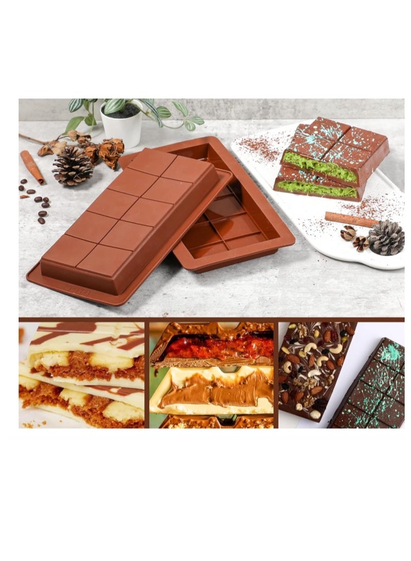 2 Packs Dubai Chocolate Mold Deep Large and Thick Silicone Chocolate Bar Molds for Stuffed Bar, Big Chocolate Candy Bar Mold for Filling Knafeh Pistachio Chocolate Bar - Image 3