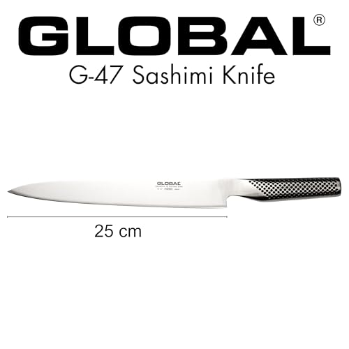 GLOBAL ساطور ساشيمي مزدوج الجوانب 10 بوصة عالمي - مصنوع من الفولاذ المقاوم للصدأ الياباني الخفيف الوزن، حافة حادة كالشفرات، صنع في اليابان، G-47 - Image 2