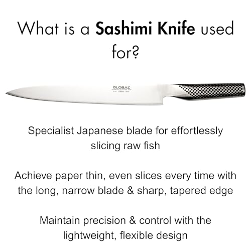 GLOBAL ساطور ساشيمي مزدوج الجوانب 10 بوصة عالمي - مصنوع من الفولاذ المقاوم للصدأ الياباني الخفيف الوزن، حافة حادة كالشفرات، صنع في اليابان، G-47 - Image 3