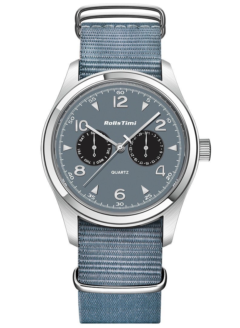 RollsTimi  Classic Quartz Men's Watches Fashion Sports Wrist Watch for Men Nylon Watchband  - Image 1