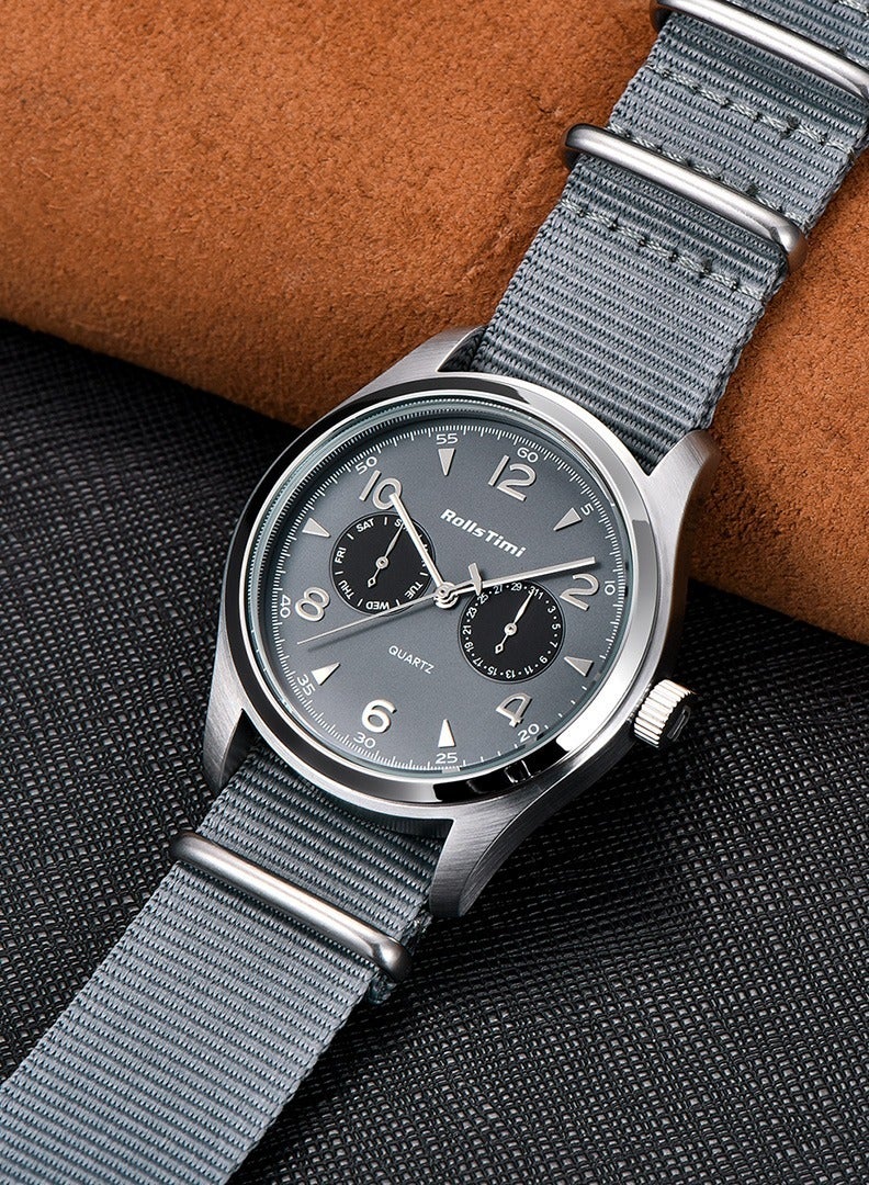 RollsTimi  Classic Quartz Men's Watches Fashion Sports Wrist Watch for Men Nylon Watchband  - Image 3