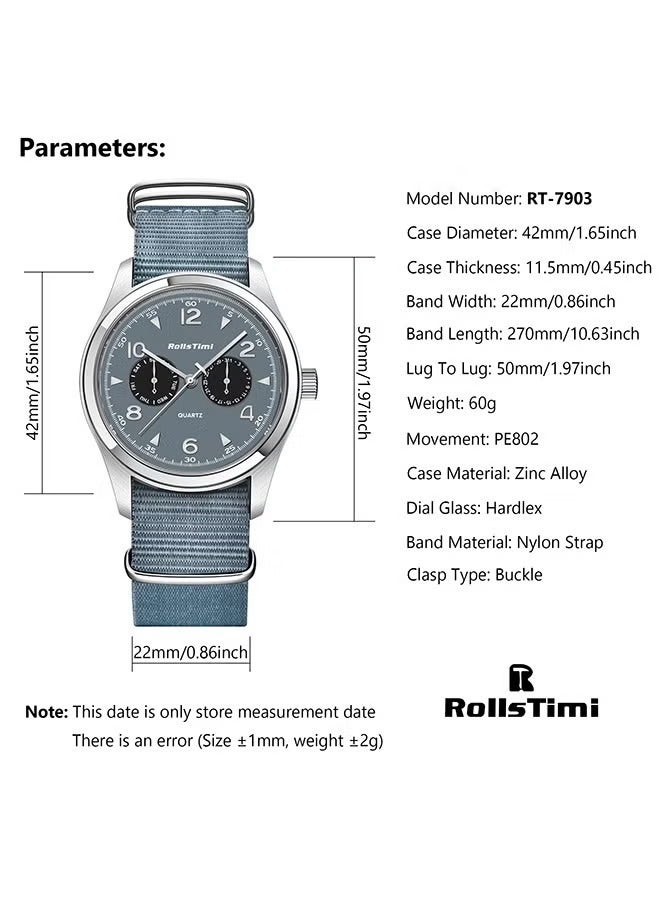 RollsTimi  Classic Quartz Men's Watches Fashion Sports Wrist Watch for Men Nylon Watchband  - Image 5