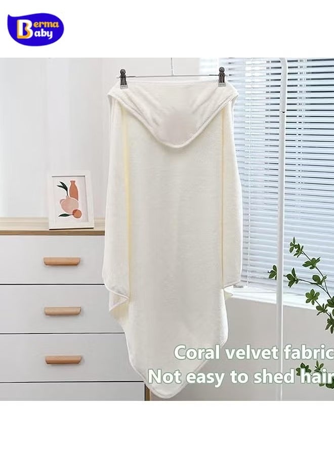 Berma Baby Hooded baby towel, toddler bathrobe, soft baby towel, newborn blanket, coral fleece shawl bath towel, swimming towel, soft and super absorbent towel for baby boys and girls, 80*80 cm  - Image 3