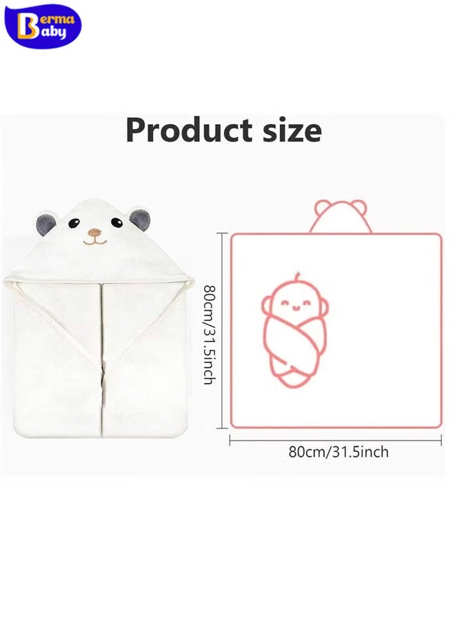 Berma Baby منشفة حمام بغطاء رأس للأطفال مع شال - 80×80 سم، منشفة ناعمة فائقة الامتصاص من الصوف المرجاني للأطفال حديثي الولادة والرضع والأطفال الصغار | روب حمام، سباحة، بطانية للأطفال الرضع من الجنسين - Image 2