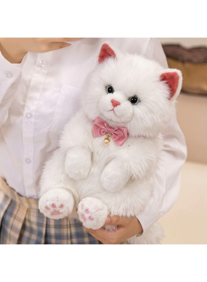 Kiddoz Realistic Cat Plush Backpack with Adjustable Straps & Zipper Closure - White | Faux Fur Animal Backpack, Suitable for daily use and casual fashion, Travel, Cat Lovers, Birthday Gifts, New Year Gifts - Image 2