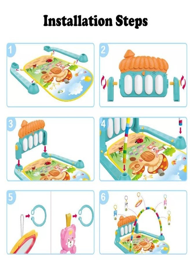 PULSBERY Toys Baby Gym Piano Play Mat for Babies Baby Play Mat,Play mats for Kids Baby Carpet,Play mat Crawling Baby with Hanging Rattles Toys (Multicolor Baby Gym Piano) - Image 2
