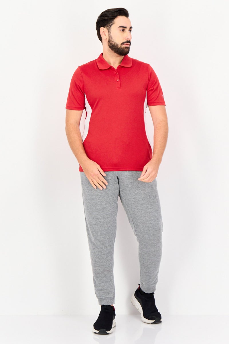 Reebok Men Sportswear Fit Short Sleeve Training Polo Shirt, Red - Image 3