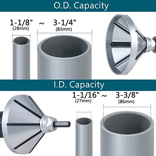 ORX PLUS TOOLS ORXPLUS TOOLS 2 in 1 Inner-Outer Reamer, Pipe and Tubing Chamfer Tool for OD 1-1/8" to 3-1/4" ID 1-1/16"to 3-3/8" - Image 3
