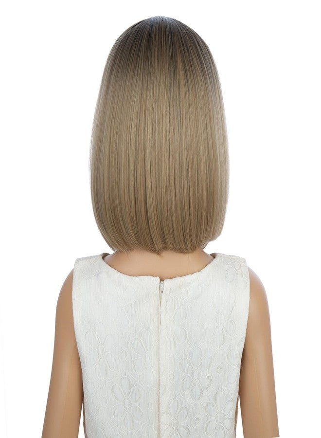 DUDUWIG Black Ombre Blonde Wig Short Ombre Blonde Straight Wig Bob Wigs with Bangs Hairnet Include (Small Size) - Image 4
