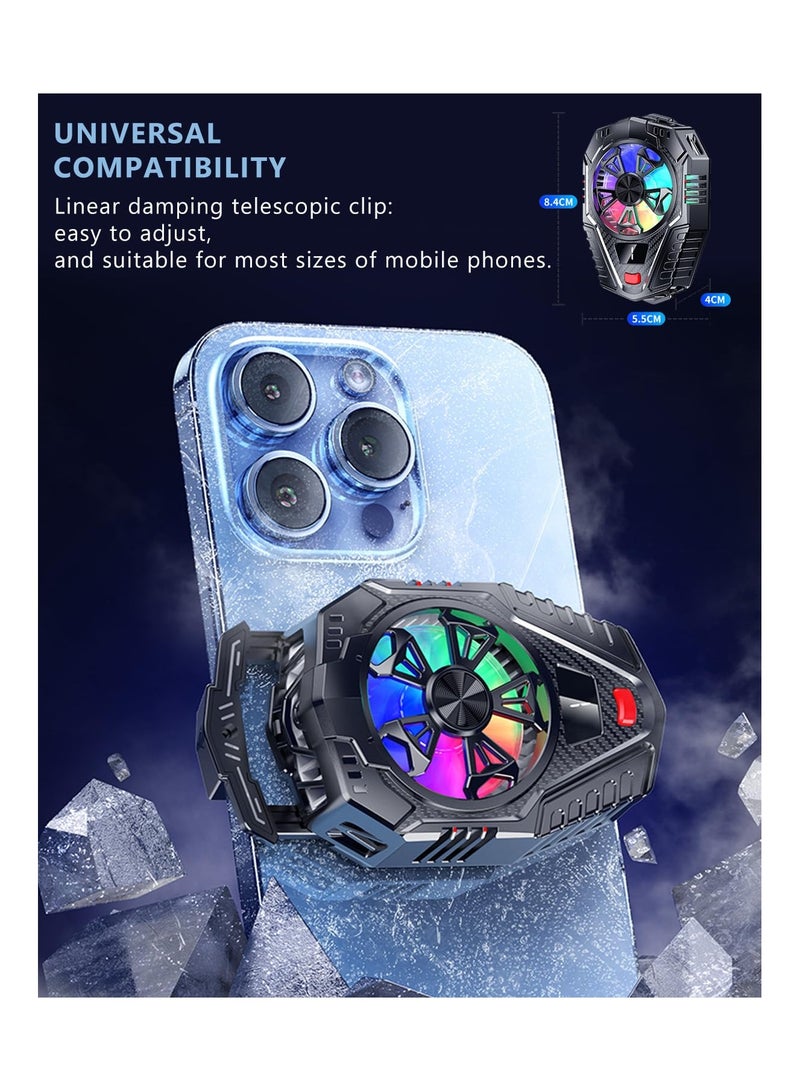 SYOSI Portable RGB Phone Cooler Fan, Lightweight Mobile Phone Cooling Radiator with Temperature Display, Silent Semiconductor Cooling for Gaming, Tiktok Live Streaming, Compatible with iPhone, Android, iPad - Image 2