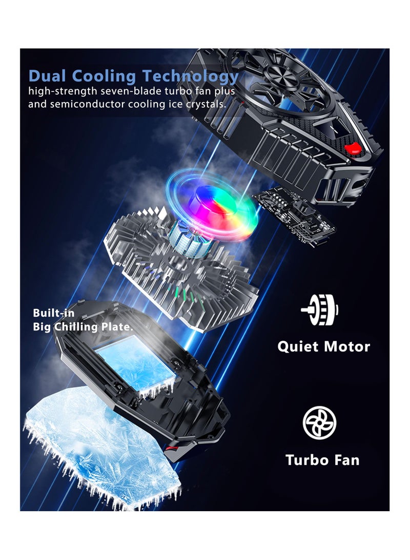SYOSI Portable RGB Phone Cooler Fan, Lightweight Mobile Phone Cooling Radiator with Temperature Display, Silent Semiconductor Cooling for Gaming, Tiktok Live Streaming, Compatible with iPhone, Android, iPad - Image 5