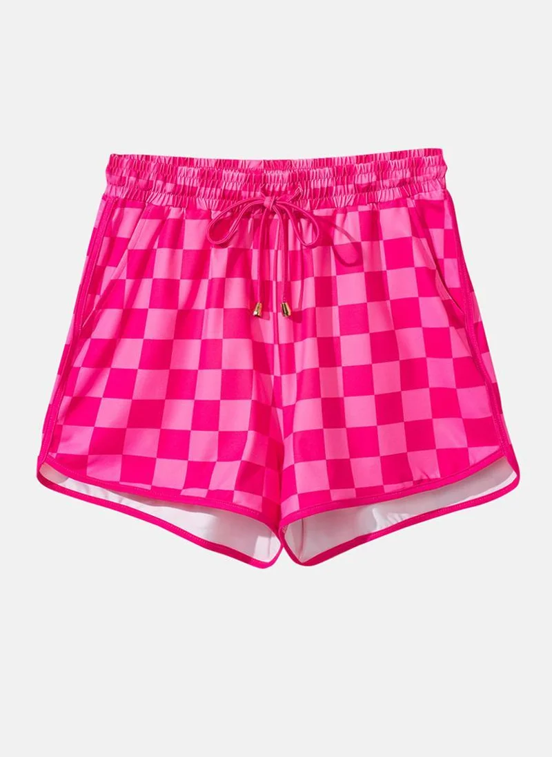 YUNIQEE Pink Checked Casual Shorts