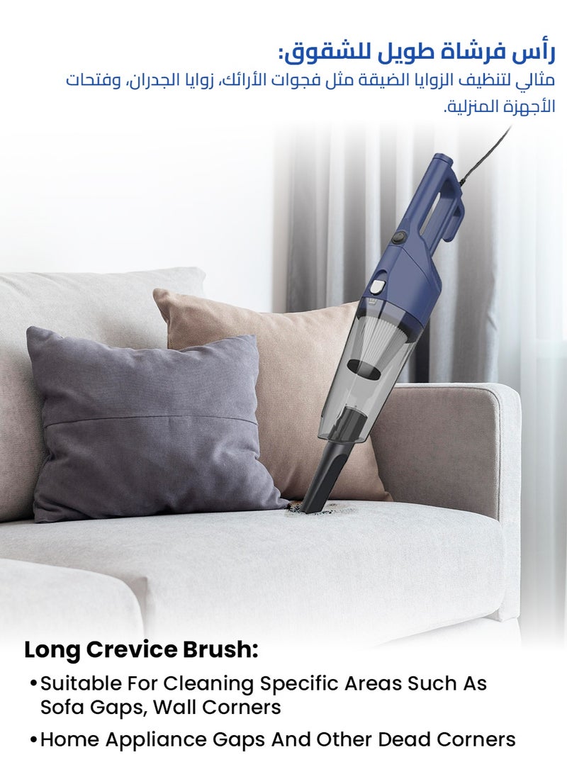 Portable Handheld Vacuum Cleaner with 17000Pa Strong Power 900mL Dust Cup, Quiet Suction- Stick Vacuum Cleaner for Wood, Carpet, Tile Floors S9- Blue