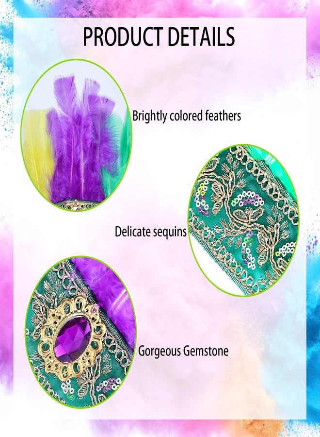 Gvhntk Mardi Gras Feather Headband Carnival Headpieces for Women Purple Yellow Green Feather Headdress Mardi Gras Accessories for Women Girls Party Costume - Image 4