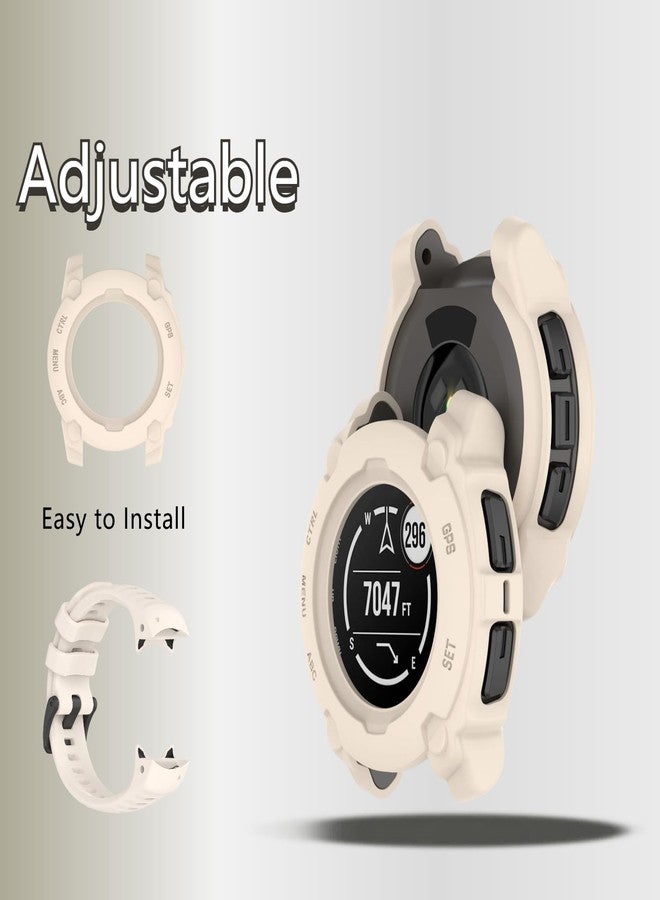 سوار ساعة سيليكون من QHBAMD متوافق مع ساعة Garmin Instinct E مقاس 40 مم/45 مم - سوار ناعم ومسامي ومقاوم للماء للرجال والنساء، سوار معصم رياضي قابل للتعديل مع غطاء حماية من البولي كربونات (ستارلايت، 40 مم) - Image 5