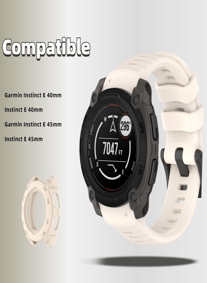 سوار ساعة سيليكون من QHBAMD متوافق مع ساعة Garmin Instinct E مقاس 40 مم/45 مم - سوار ناعم ومسامي ومقاوم للماء للرجال والنساء، سوار معصم رياضي قابل للتعديل مع غطاء حماية من البولي كربونات (ستارلايت، 40 مم) - Image 2