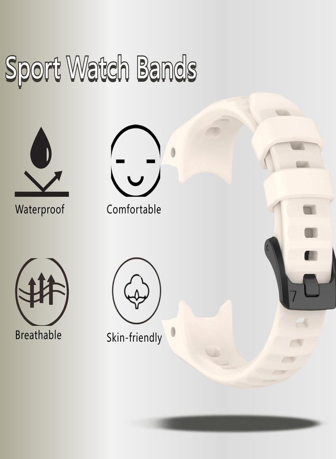 سوار ساعة سيليكون من QHBAMD متوافق مع ساعة Garmin Instinct E مقاس 40 مم/45 مم - سوار ناعم ومسامي ومقاوم للماء للرجال والنساء، سوار معصم رياضي قابل للتعديل مع غطاء حماية من البولي كربونات (ستارلايت، 40 مم) - Image 3