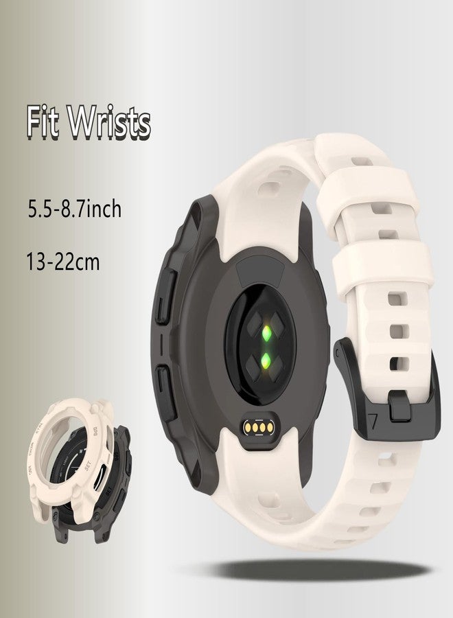 سوار ساعة سيليكون من QHBAMD متوافق مع ساعة Garmin Instinct E مقاس 40 مم/45 مم - سوار ناعم ومسامي ومقاوم للماء للرجال والنساء، سوار معصم رياضي قابل للتعديل مع غطاء حماية من البولي كربونات (ستارلايت، 40 مم) - Image 4