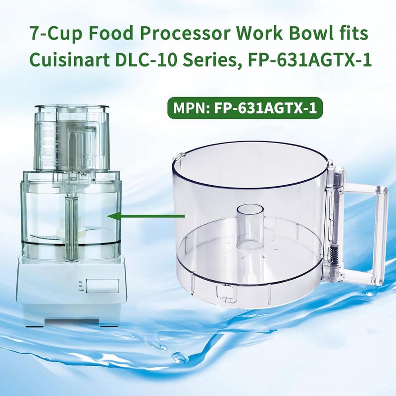Vanshly 7-Cup Food Processor Work Bowl Compatible with Cuisinart DLC-10 Series,FP-631AGTX-1,NOTE:This bowl features 2 tabs on the top rim of the workbowl - Image 3