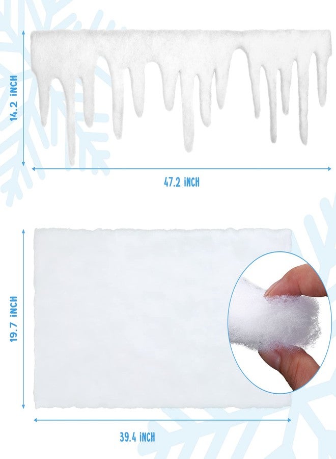 اكسين نان مجموعة زينون من 4 قطع من حواف زينة عيد الميلاد على شكل جليد وقطعتين من زينة غطاء الثلج الشتوي، مصنوعة من قماش أبيض ناعم يشبه غطاء الثلج الصناعي، لتزيين أسطح المنازل في موسم الأعياد الشتوية. - Image 3