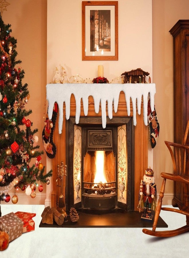 اكسين نان مجموعة زينون من 4 قطع من حواف زينة عيد الميلاد على شكل جليد وقطعتين من زينة غطاء الثلج الشتوي، مصنوعة من قماش أبيض ناعم يشبه غطاء الثلج الصناعي، لتزيين أسطح المنازل في موسم الأعياد الشتوية. - Image 5