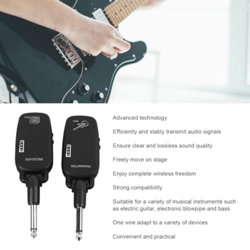 Cryfokt 2.4GHZ Wireless Guitar Transmitter Receiver System with 50meter Range, Rechargeable Electric Guitar Audio Transmitter Guitar Accessories, Universal for Electric Guitar Bass - Image 3
