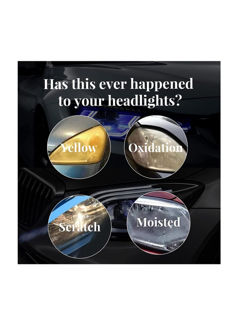 Loquat Car Headlight Repair Agent, Wipe New Headlight Restore Taillight Repair Kit-Set, Car Headlight Cleaner and Restorer Kit, Headlamp Cleaner Restorer, and Polish Cloudy Lights Taillights - Image 3