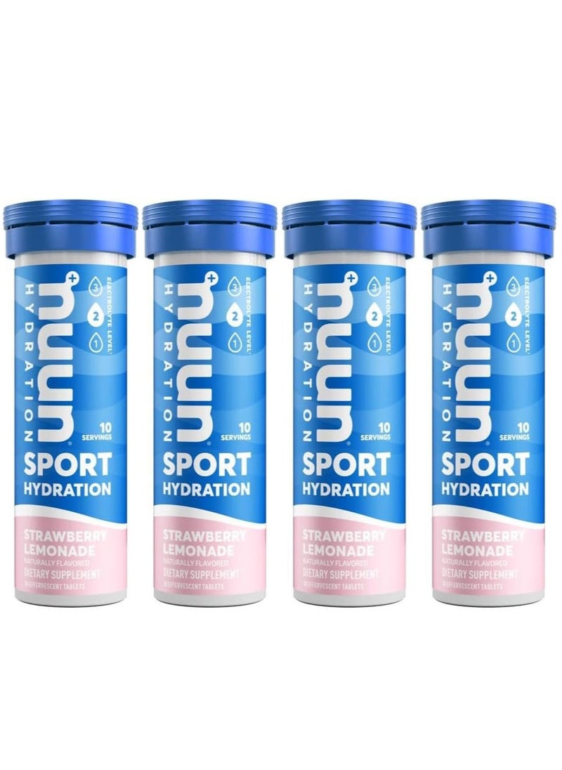 نون Nuun Sport: أقراص مشروبات إلكتروليتية، عصير ليمون بالفراولة، 10 أقراص (عبوة من 4 قطع) 